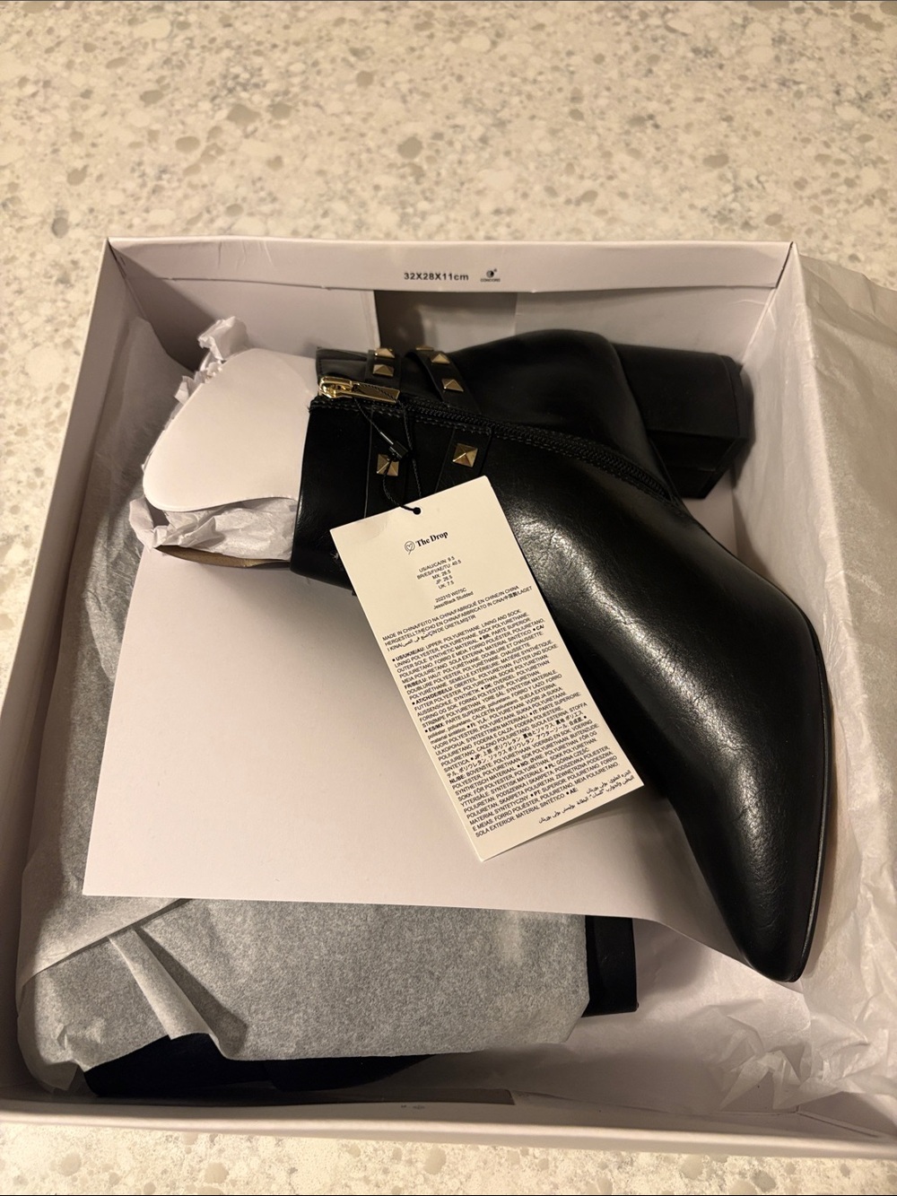 NWT & box The Drop Gold Studded Women's Jessie Black Ankle Boot, 9 1/2 - Picture 12 of 12
